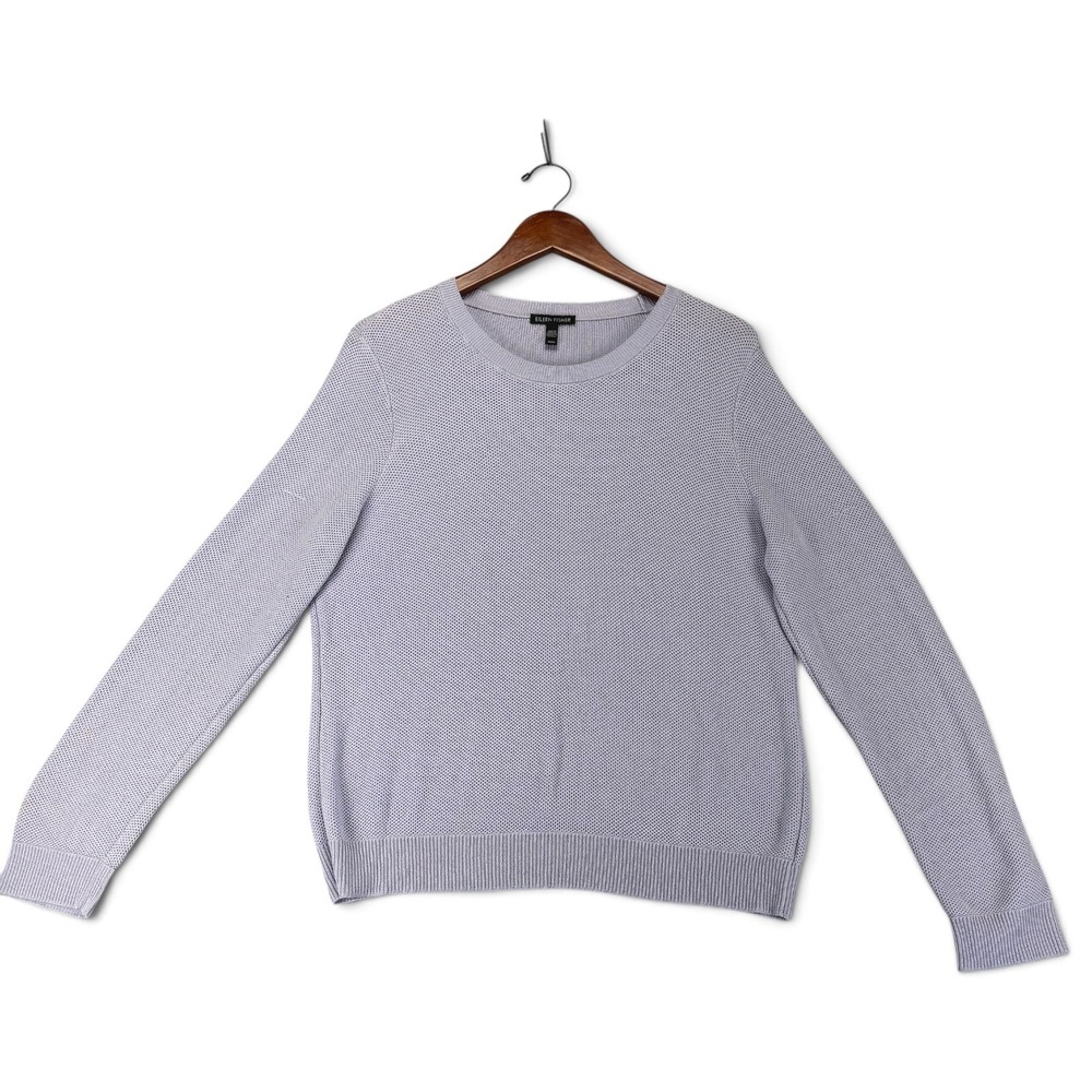 Eileen Fisher Womens M Lavender Tencel Mesh Knit Sweater Quiet Luxury Lagenlook